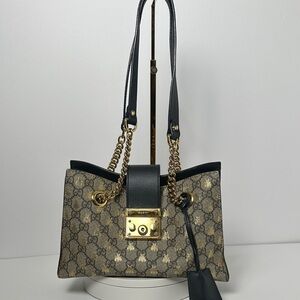 💯Authentic Gucci Small GG Supreme Bee Padlock shoulder bag🍀
